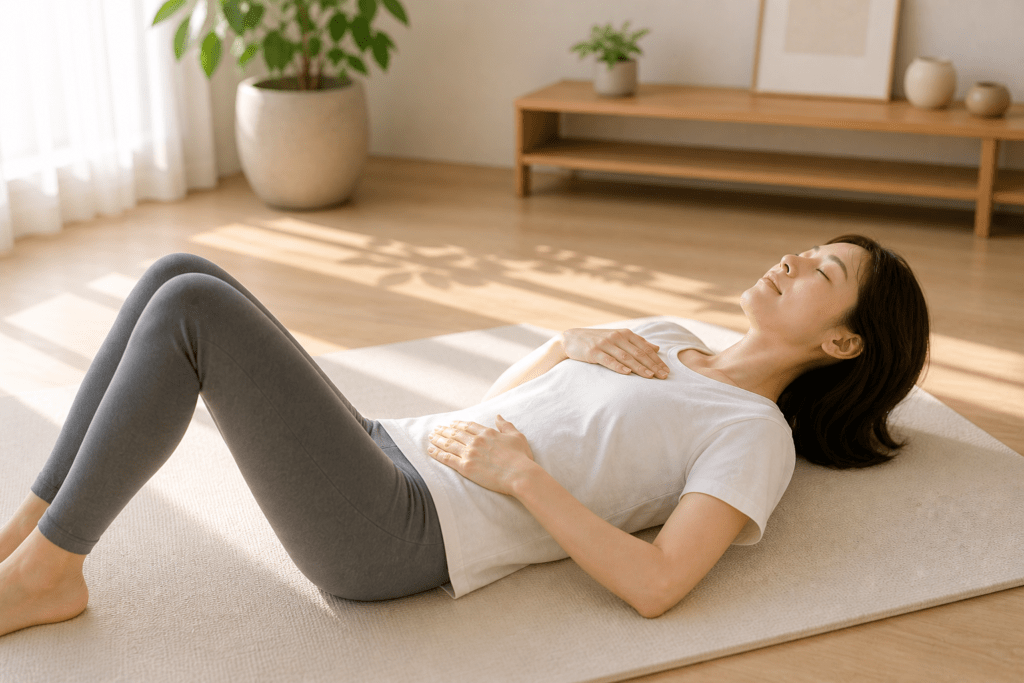 呼吸に意識を向ける女性のイメージ