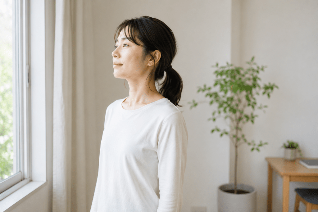 気持ちよく呼吸ができる女性のイメージ